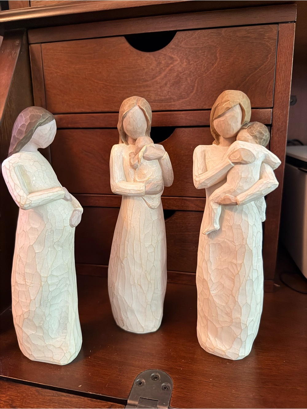 Willow Tree Natural Wood-Tone Mother and Child Figurines - Cream and Brown